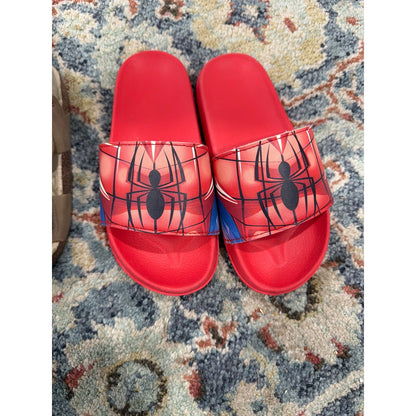 Wonder Nation Spider-Man Sandal Slide Bundle Boys 12 Red Tan Casual EUC2