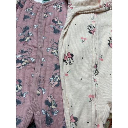 Disney Footed Sleeper Bundle Girls 6-9M Pink Cream Minnie Mouse1
