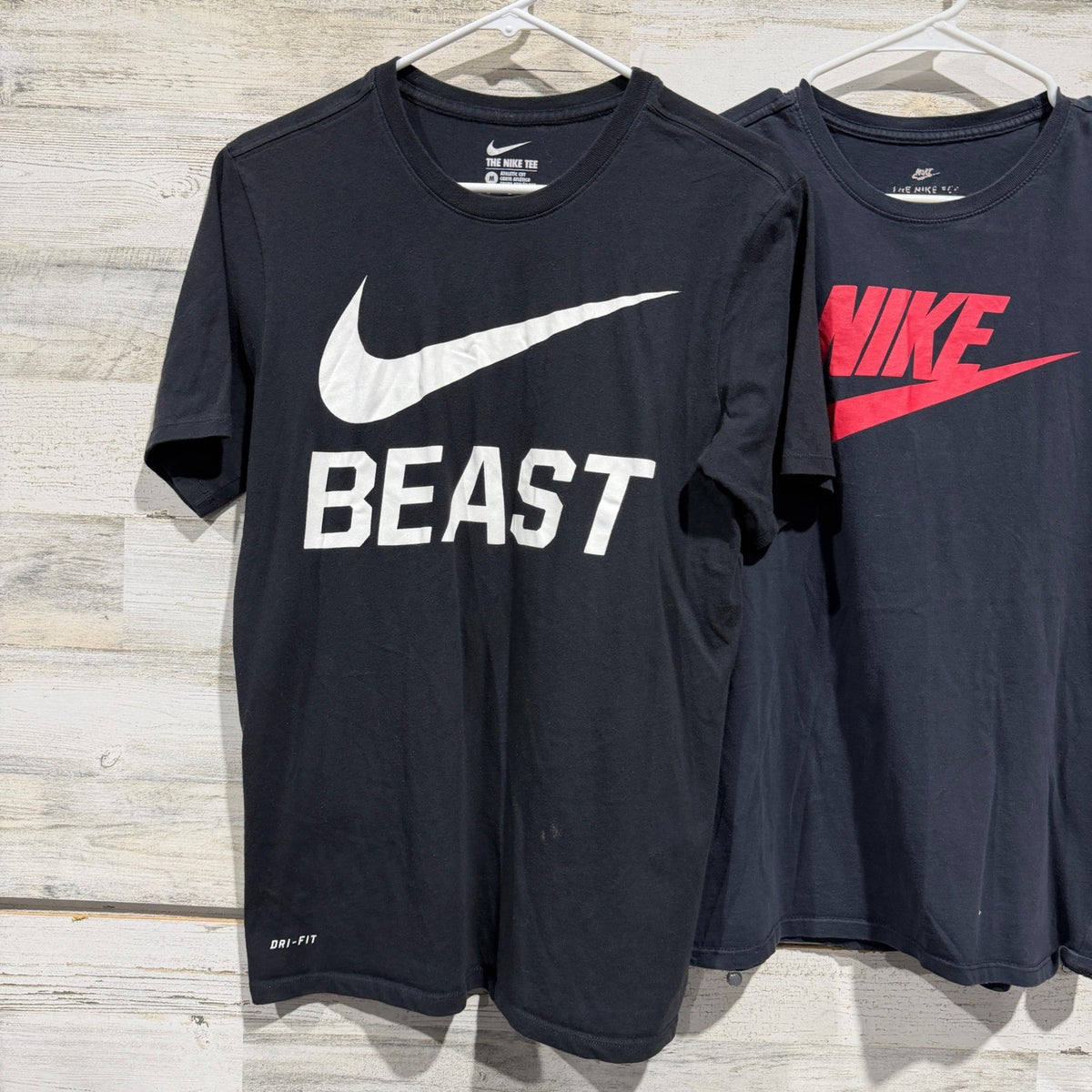 Nike Beast & Futura Logo Graphic T-Shirt Lot Men M Black Cotton Blend Flawed*1