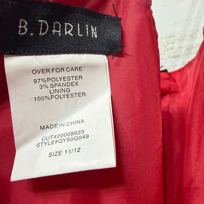 B. Darlin Gown Women 11/12 Red Satin V-Neck High Slit Formal Prom5
