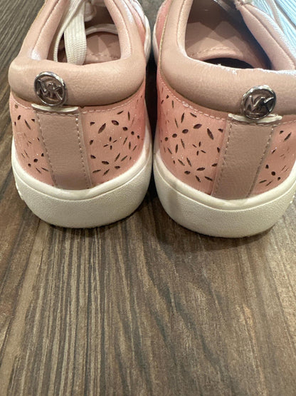 Michael Kors Sneakers Girls Size 3 Pink Laser Cut Floral Glitter GUC4