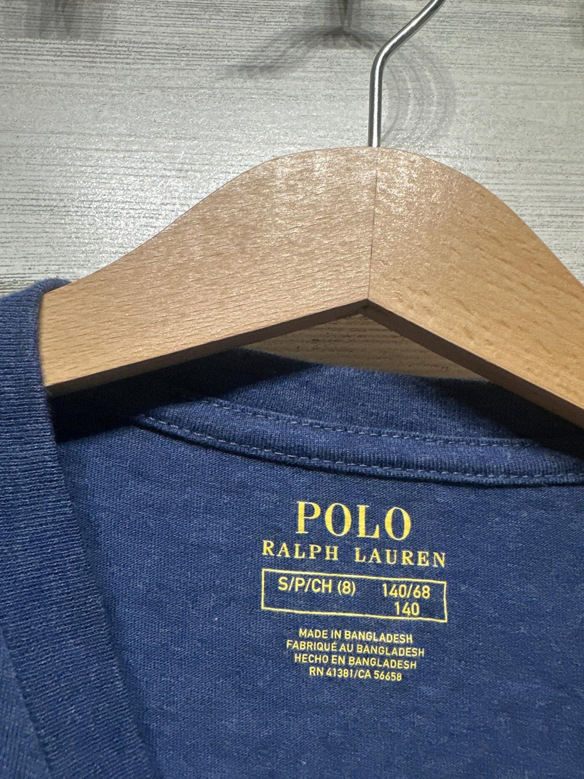 Polo Ralph Lauren Long Sleeve T-Shirt Kids Size 8 Blue Heathered Pony EUC1