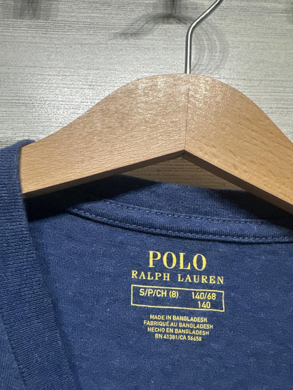 Polo Ralph Lauren Long Sleeve T-Shirt Kids Size 8 Blue Heathered Pony EUC1