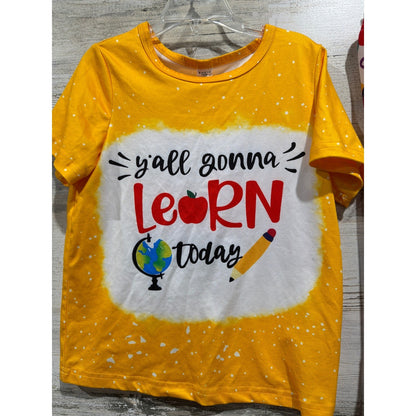 Back To School Girls Size 6 Yellow Y'all Gonna Learn Today School Core Set1