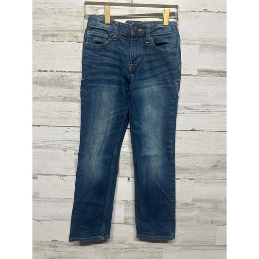 Cat & Jack Straight Jeans Boys 8 Dark Wash Adjustable Waist EUC0