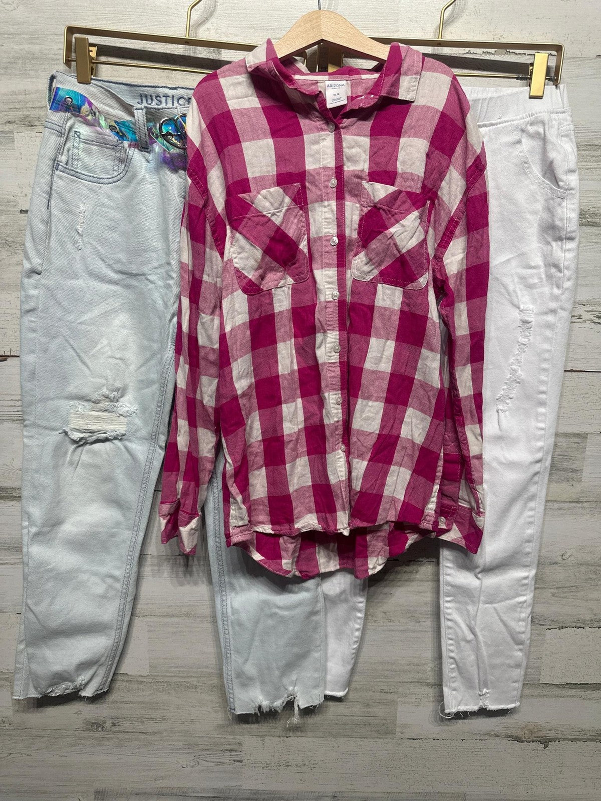 Justice Arizona Kidpik Bundle Girls 16 Pink White Distressed Mom Core0