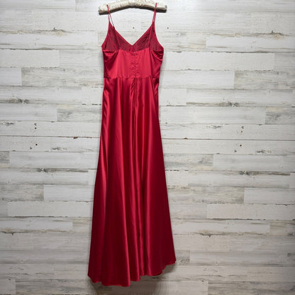 B. Darlin Gown Women 11/12 Red Satin V-Neck High Slit Formal Prom3