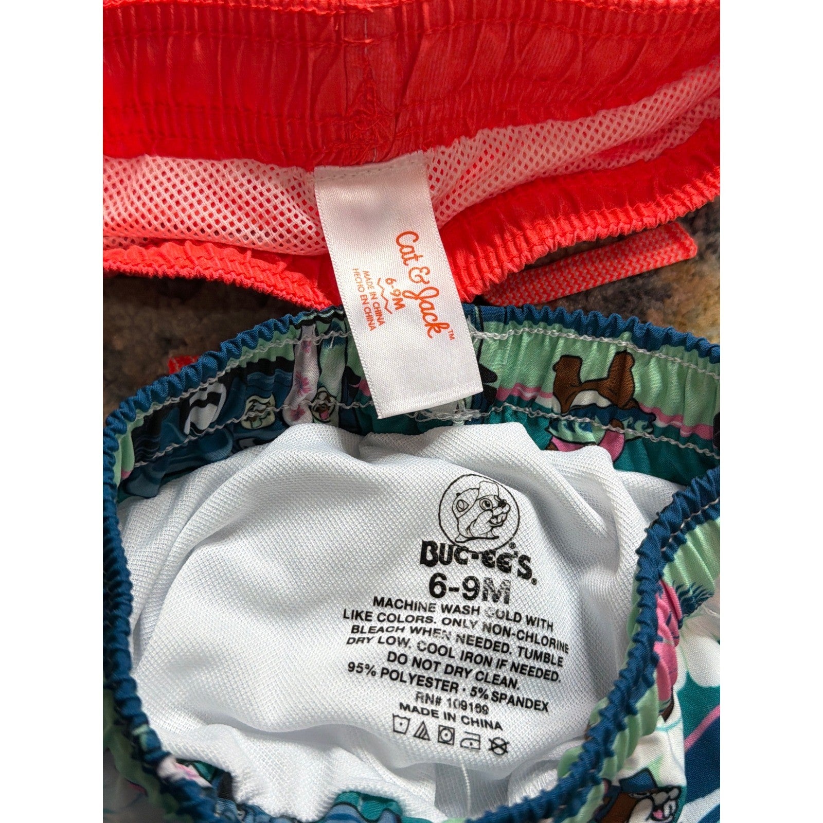 Buc-ee's Carters Swim Trunks Boys 6-9M Tropical Bundle EUC2
