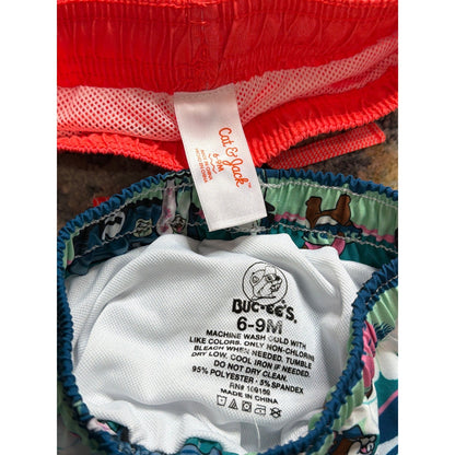 Buc-ee's Carters Swim Trunks Boys 6-9M Tropical Bundle EUC2