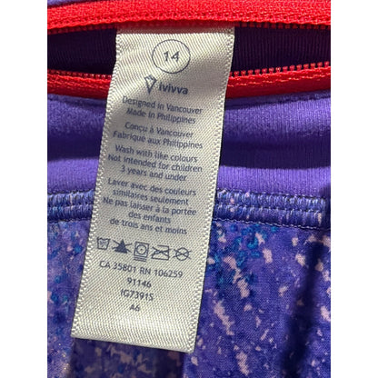 Ivivva Athletic Shorts Girls 14 Purple Blue Galaxy Print Activewear EUC3