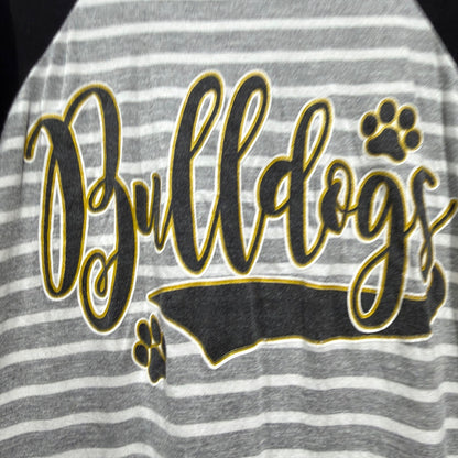 Tees2urdoor Baseball Tee Girls Youth Medium Gray Black Bulldogs Graphic1