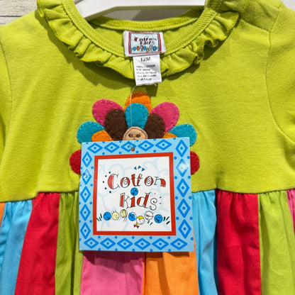 Cotton Kids Dress Girls 12M Multi-Color Turkey Thanksgiving Holiday NWT2