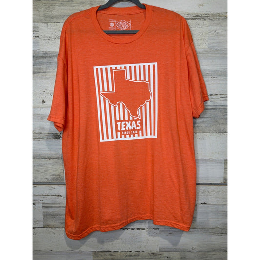 State Life Graphic T-Shirt Men 2XL Orange Texas Map Heritage Americana EUC0