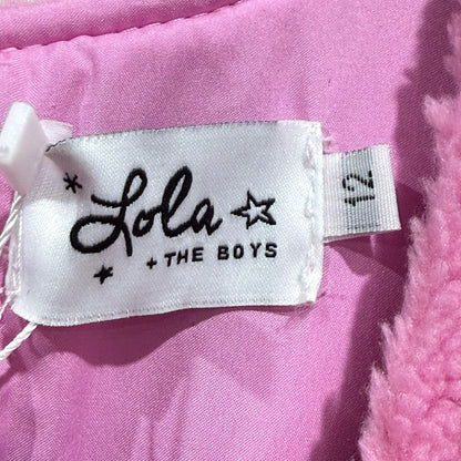 Lola and the Boys Teddy Fleece Dress Girls 12T Pink Big Bow Rhinestone NWT8