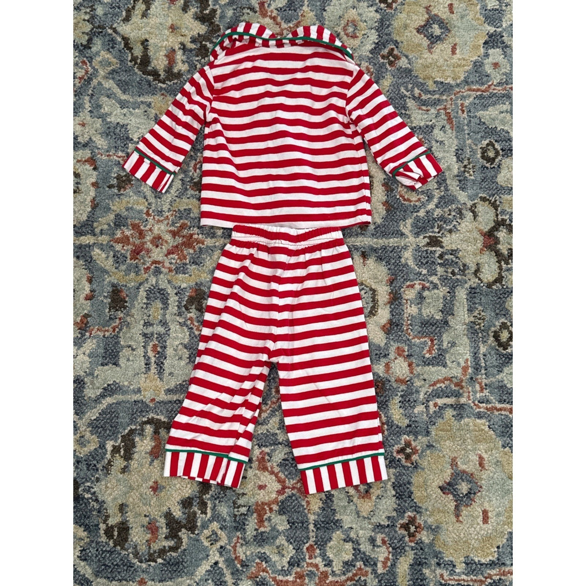 Be Mine Pajama Set Kids 3M Red White Striped Holiday Christmas EUC2