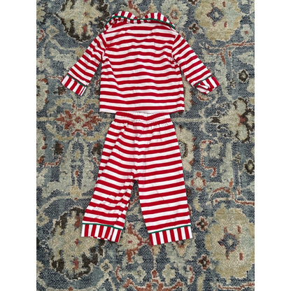 Be Mine Pajama Set Kids 3M Red White Striped Holiday Christmas EUC2