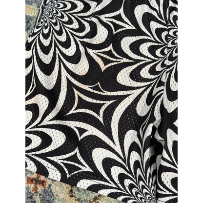 BKTSQD Basketball Shorts Kids XL Black White Psychedelic Mesh Sport *Flawed7