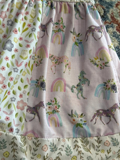 Little BOE Sleeveless Dress Girls 3T Pink Unicorn Rainbow Floral EUC1