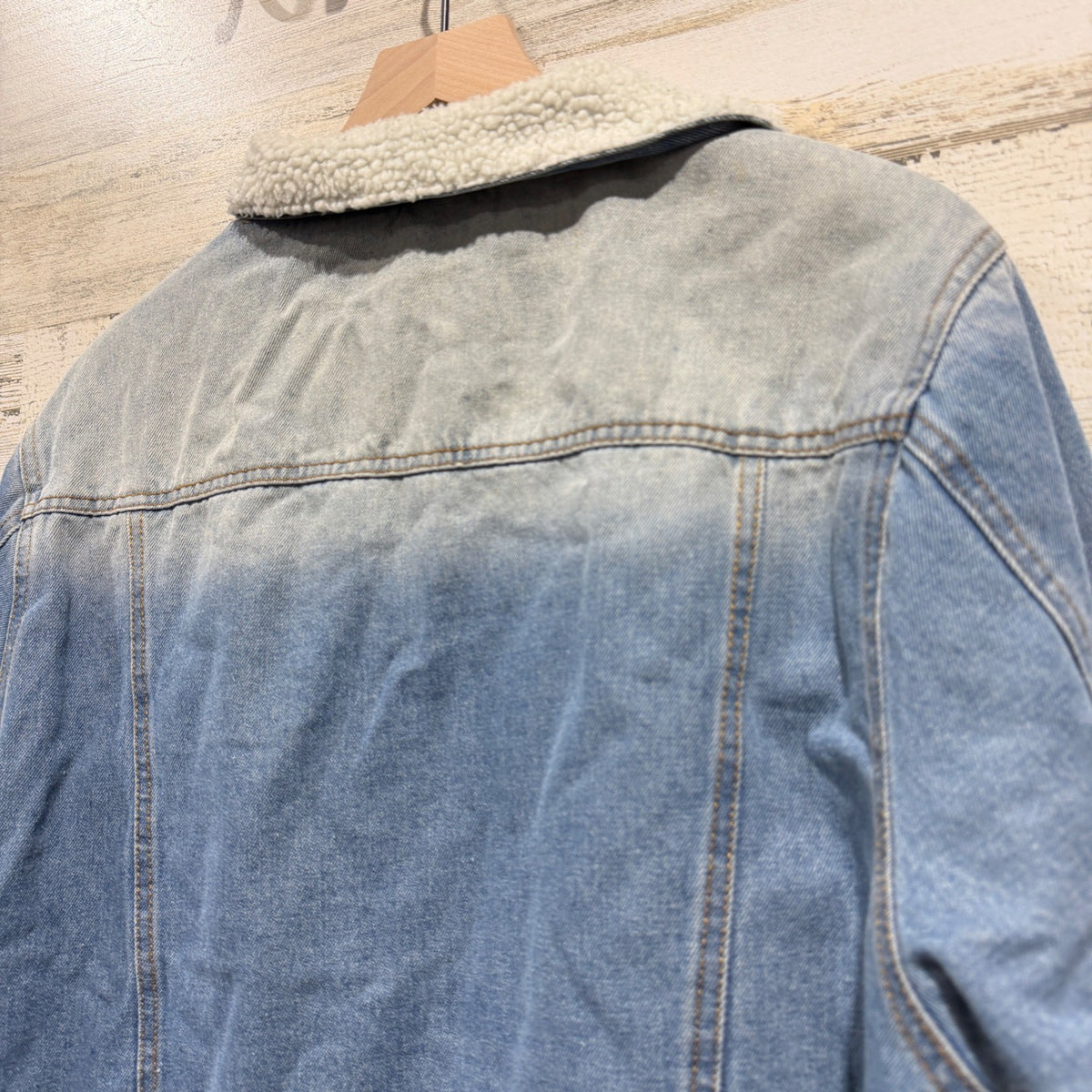 Brooklyn Cloth Sherpa Lined Denim Jacket Men L Blue Cotton Trucker Classic EUC6