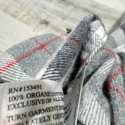 Hope & Henry Plaid Shirt Boys Small Gray Elbow Patch Organic Cotton Preppy EUC5