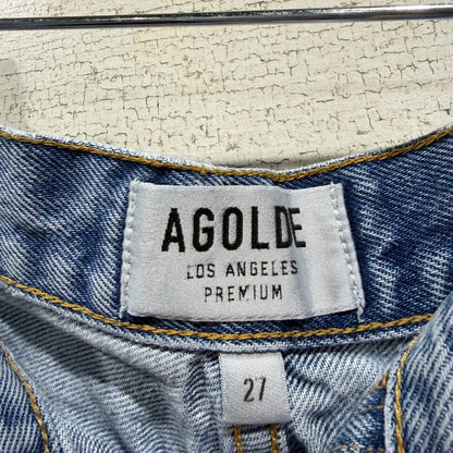 AGOLDE Parker Shorts Women 27 Blue Distressed High Rise Cut Off Denim EUC4