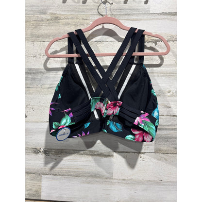 Swimsuits For All Swim Top Women Plus Size 22 Black Floral Tropical Beach Resort1