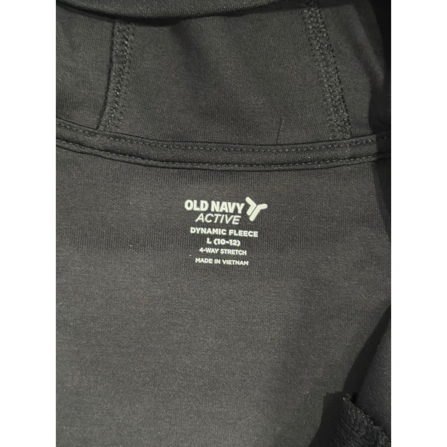 Old Navy Active Full Zip Hoodie Boys 10/12 Black Tech Fleece Sportswear EUC1