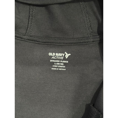 Old Navy Active Full Zip Hoodie Boys 10/12 Black Tech Fleece Sportswear EUC1