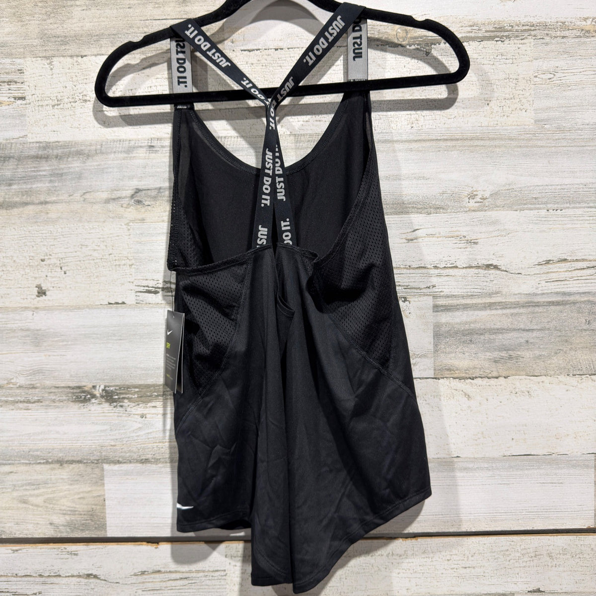 Nike Dry Just Do It Strappy Tank Top Women Medium Black Polyester Activewear NWT6