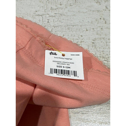 Tea Collection Leggings Girls 9-12M Peach Solid Cotton Stretch Basic NWT1