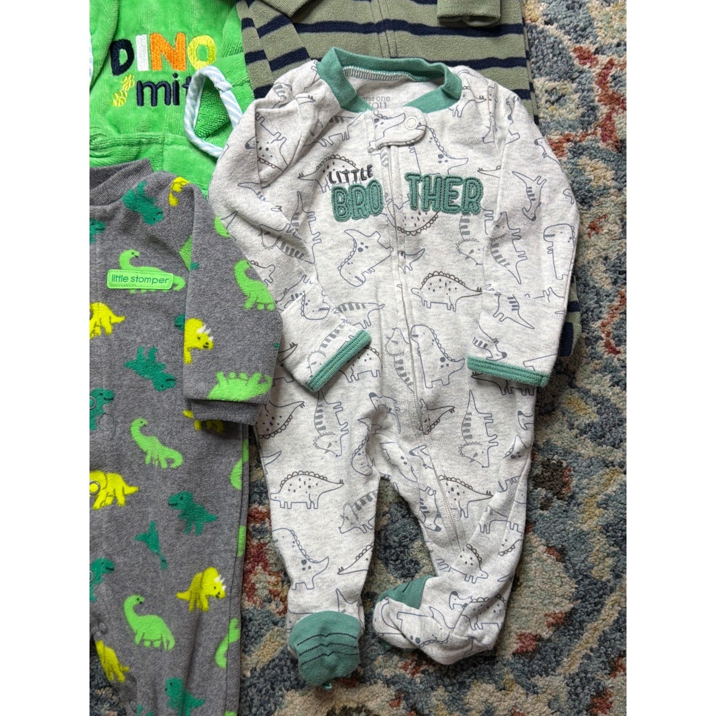 Little Brother Dinosaur Bundle Boys 0-9m Robe NB Sleepers Swaddle Blanket1