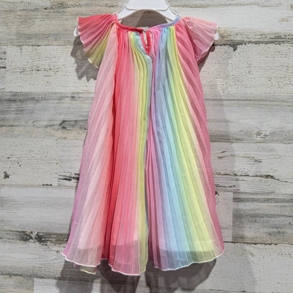 Rare Editions Pleated Rainbow Dress Girls 2T Multi Color Polyester Whimsical EUC4