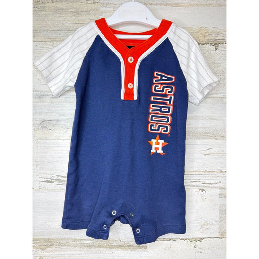 Genuine Merchandise Houston Astros Romper Boys 12M Navy Orange Baseball EUC0