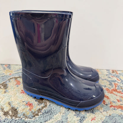 Rain Boots Boys 11-12 Navy Blue Glossy Waterproof GUC0