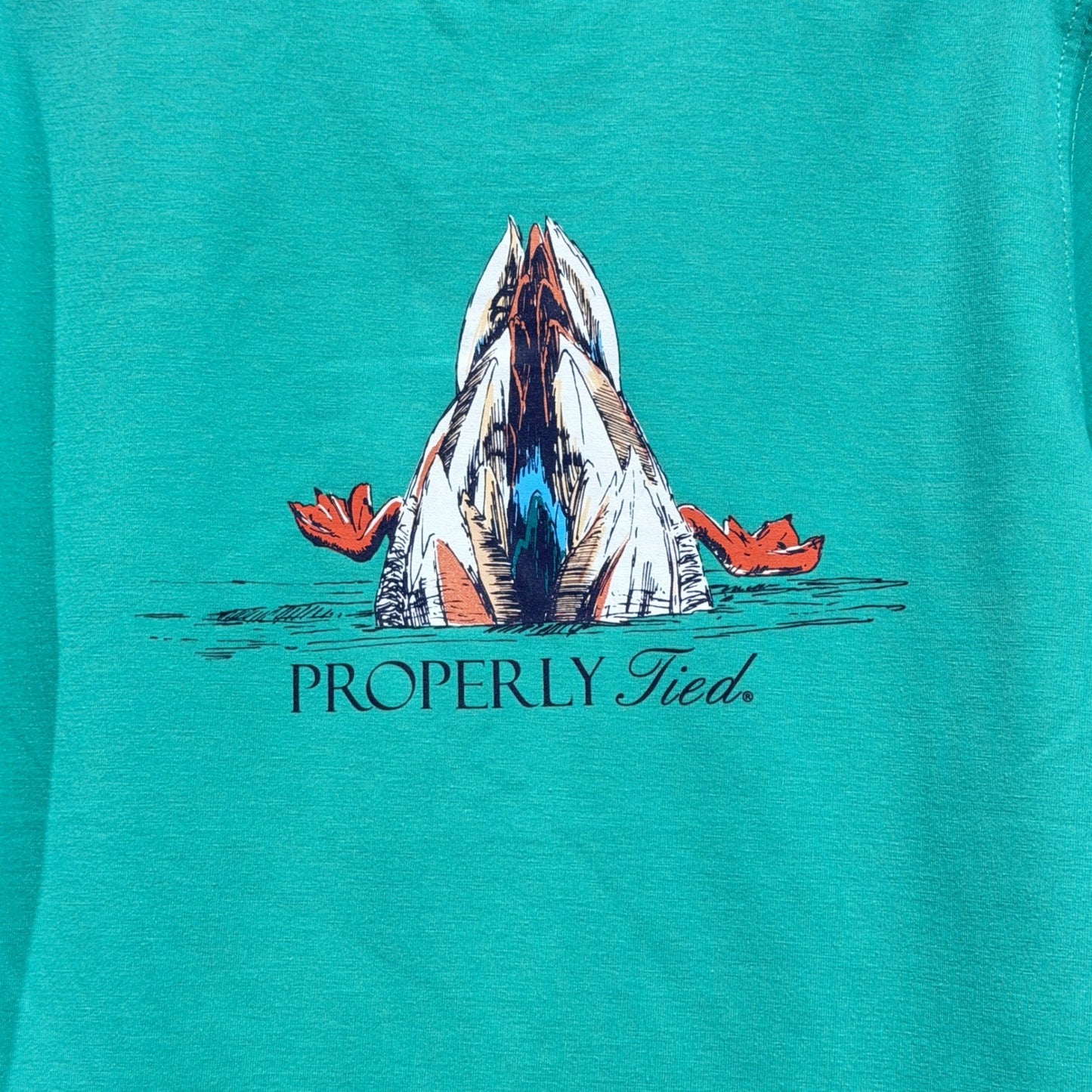 Properly Tied T-Shirt Boys 6 Green Diving Mallard Pima Cotton Preppy NWT1