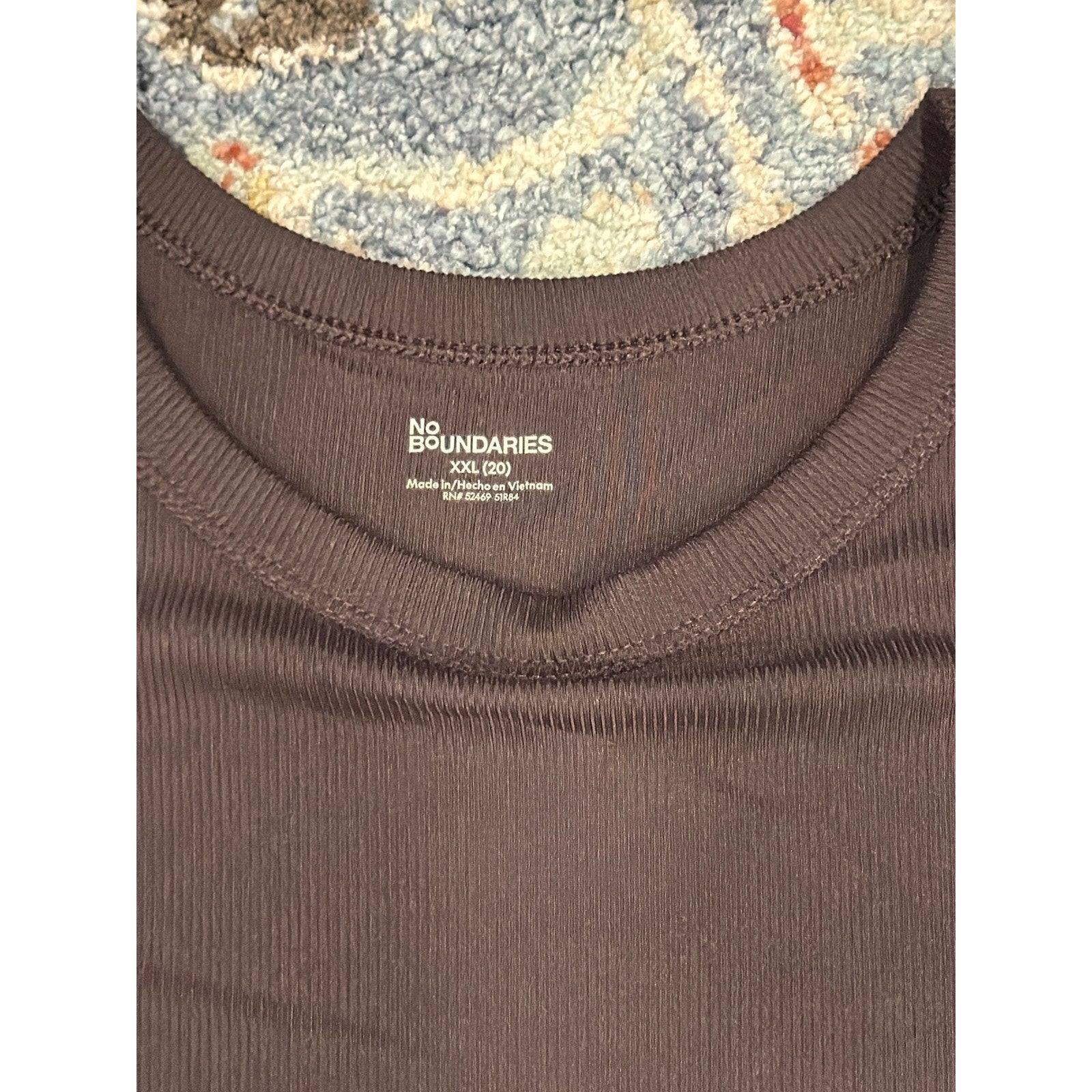 Long Sleeve Shirt Women XXL Brown Ribbed Crewneck Basics NWT1