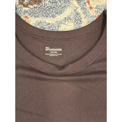 Long Sleeve Shirt Women XXL Brown Ribbed Crewneck Basics NWT1