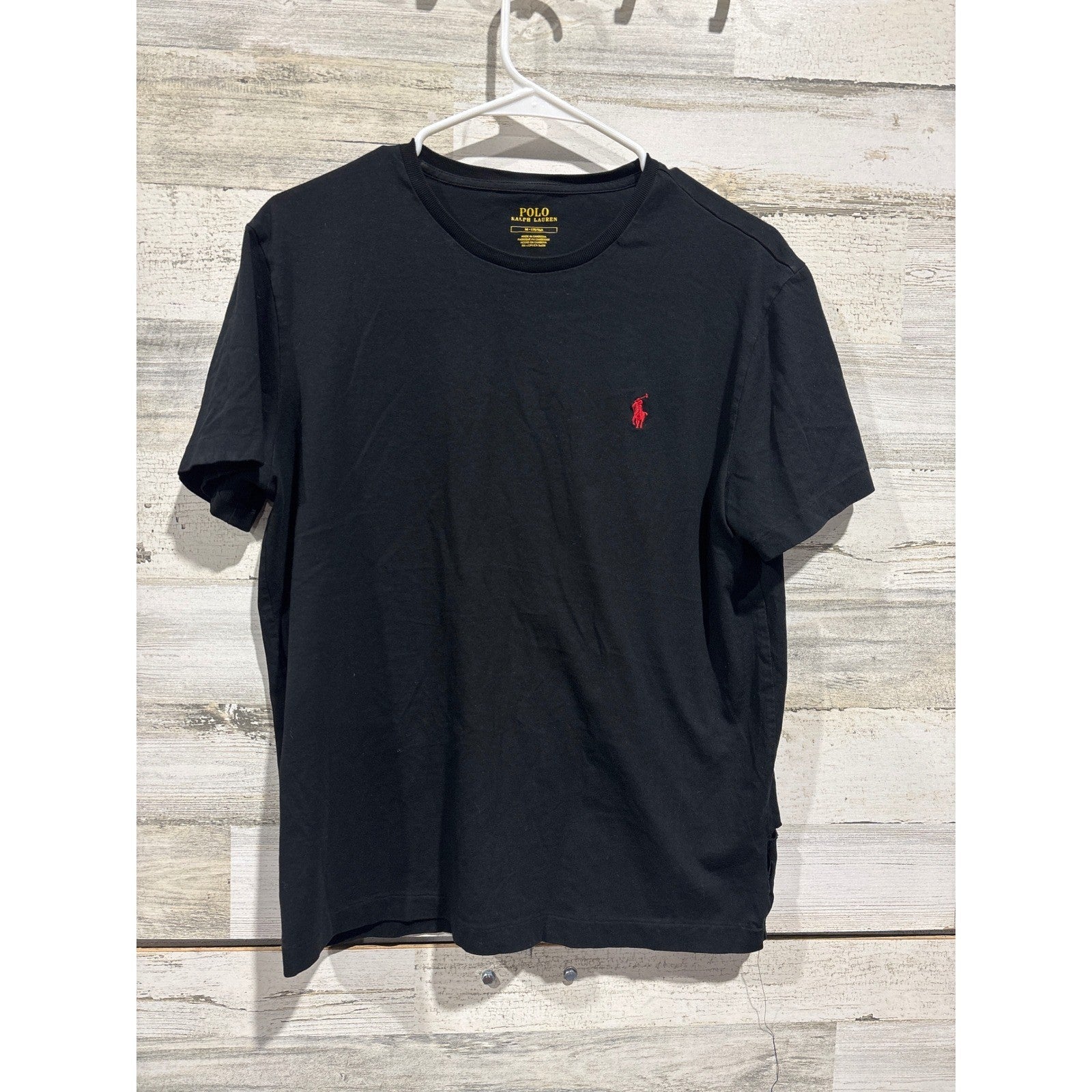Polo Ralph Lauren T-Shirt Men Medium Black Red Pony Logo Classic EUC0