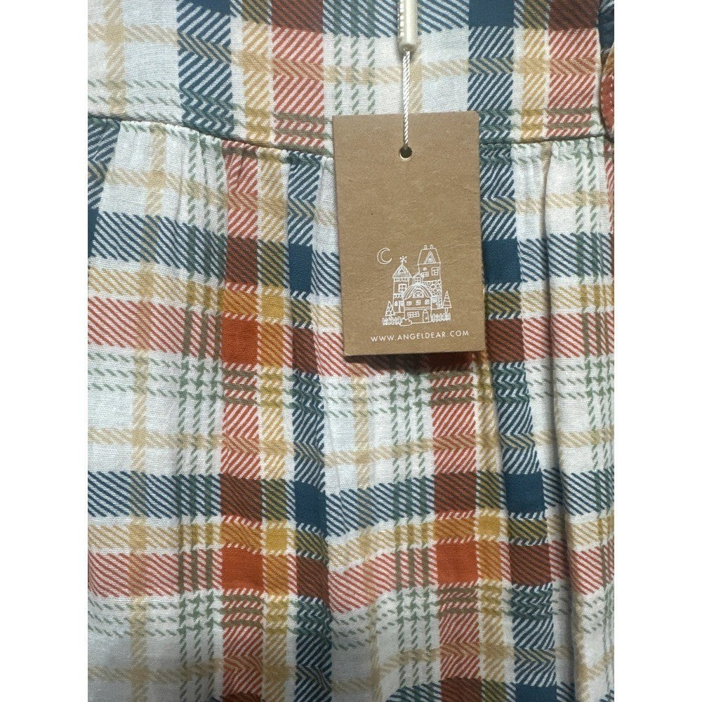 Angel Dear Plaid Romper Baby 6-12M Ruffle Shoulder Long Sleeve NWT1