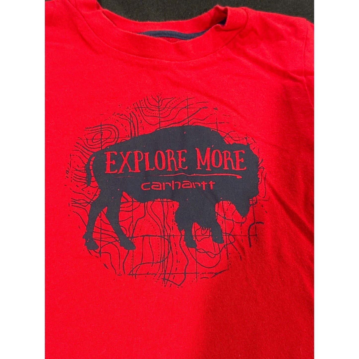 Carhartt Graphic T-Shirt Boys 4T Red Explore More Bison EUC2