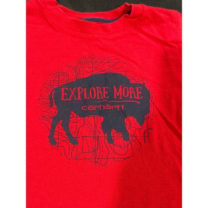Carhartt Graphic T-Shirt Boys 4T Red Explore More Bison EUC2