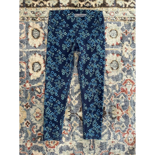 All in Motion Leggings Girls S 6/7 Navy Blue Floral Activewear EUC0