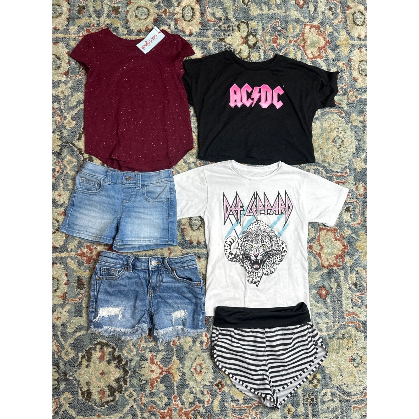 Band Tee Denim Shorts Girls 4/5 Bundle0