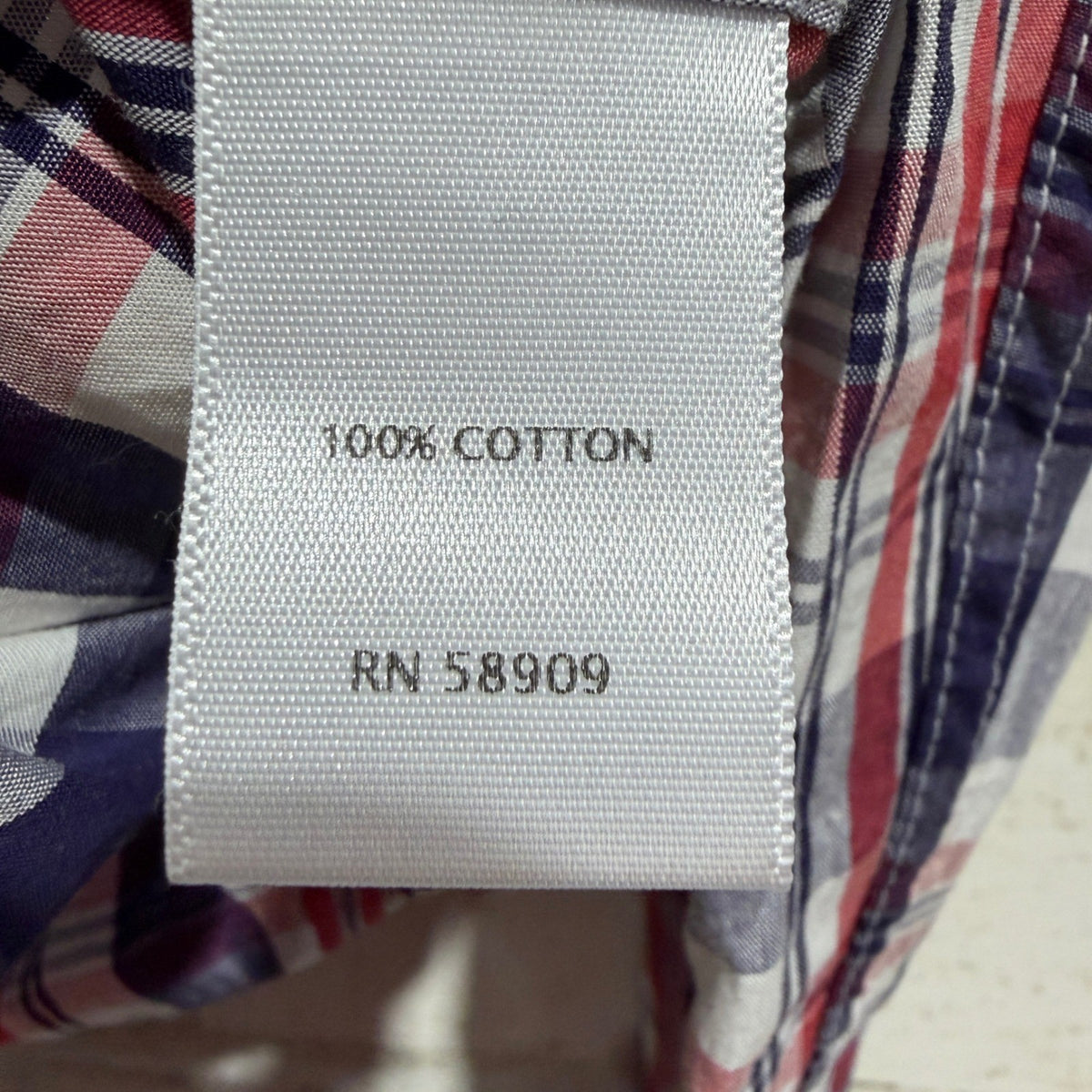 Class Club Button Down Boys 10/12 Red Blue Plaid Modern Fit Preppy EUC2