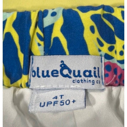 Volcom Blue Quail Swim Set Boys 4T Yellow Blue Butterfly Rash Guard Trunks GUC2