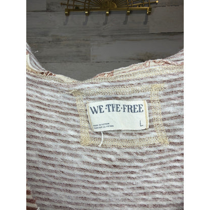 We The Free Henley Tank Top Women Large Brown Striped Thermal Boho Festival2