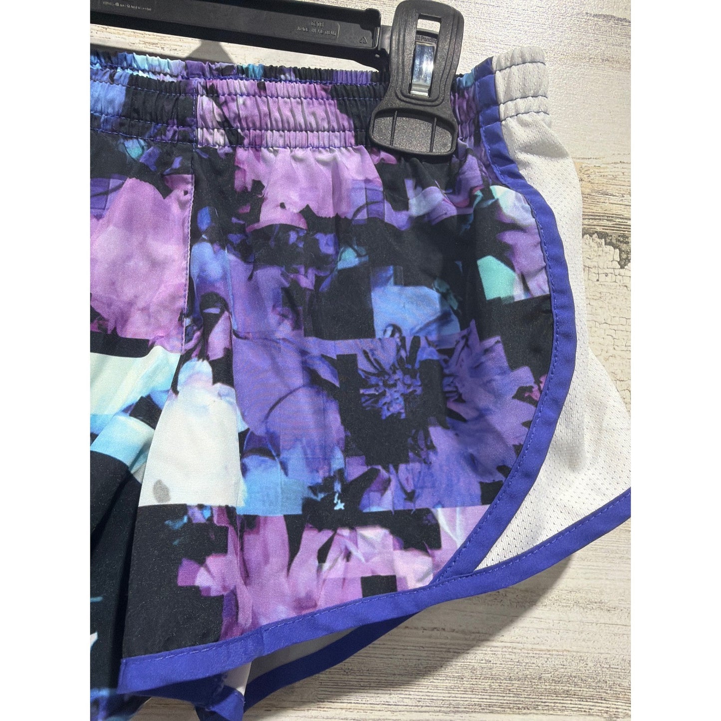 Nike Tempo Running Shorts Women XS Purple Floral Mesh Active Athletic *Flawed1