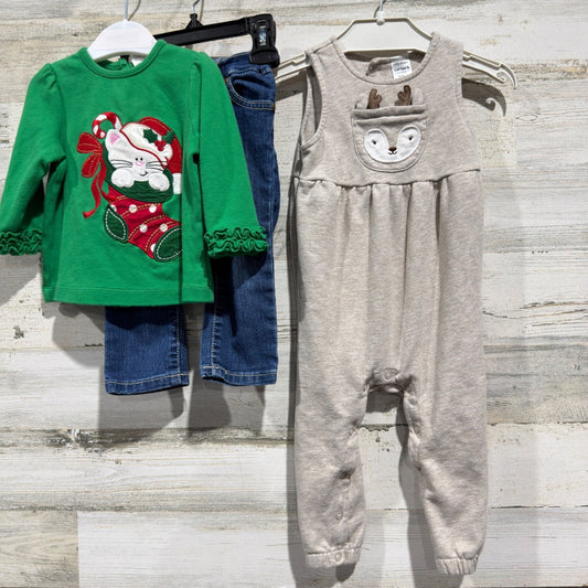 Carter's Starting Out Children's Place Lot Girls 12M Bundle Cotton Holiday EUC0