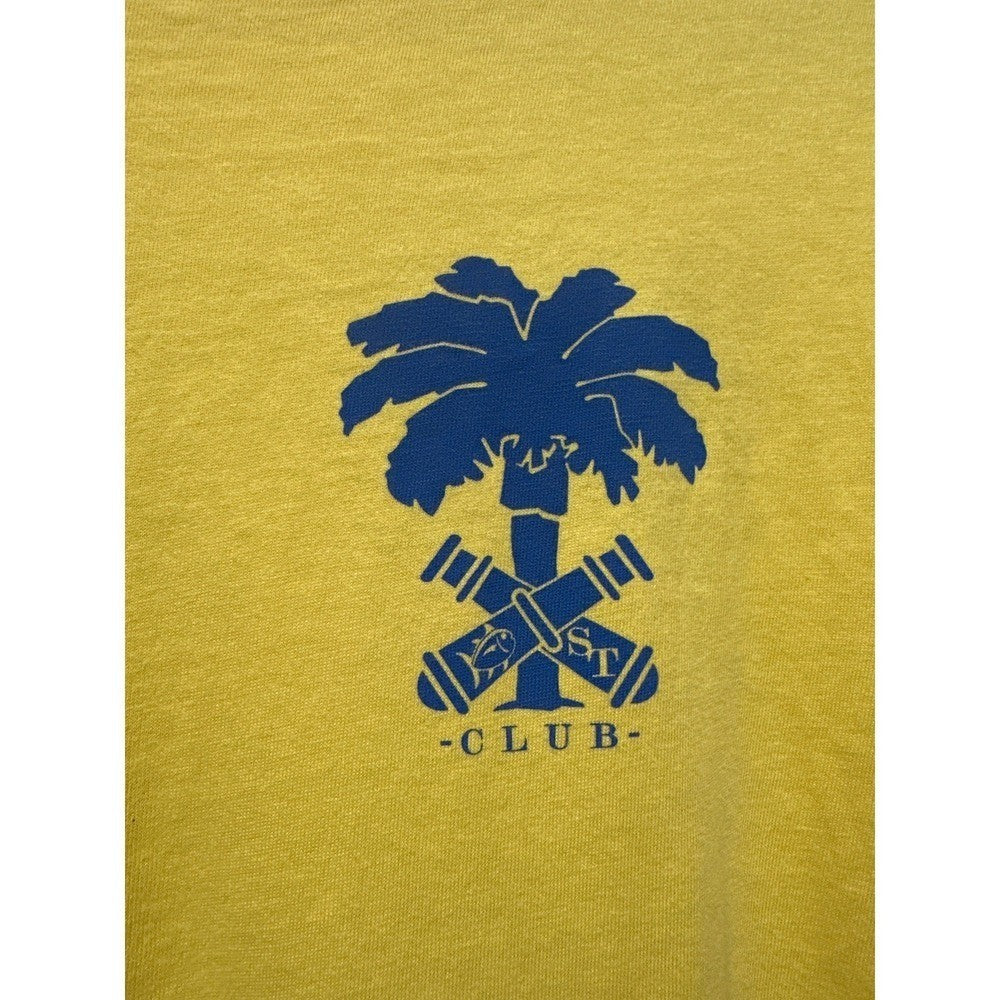 Southern Tide Long Sleeve T-Shirt Men M Yellow Palm Tree Graphic EUC2