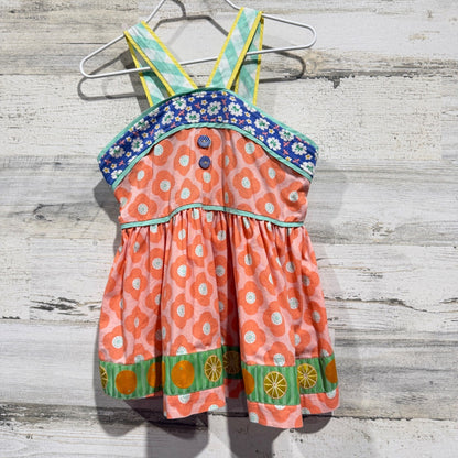 Matilda Jane Tunic Top Girls 6 Pink Floral Citrus Fruit Mixed Print EUC0